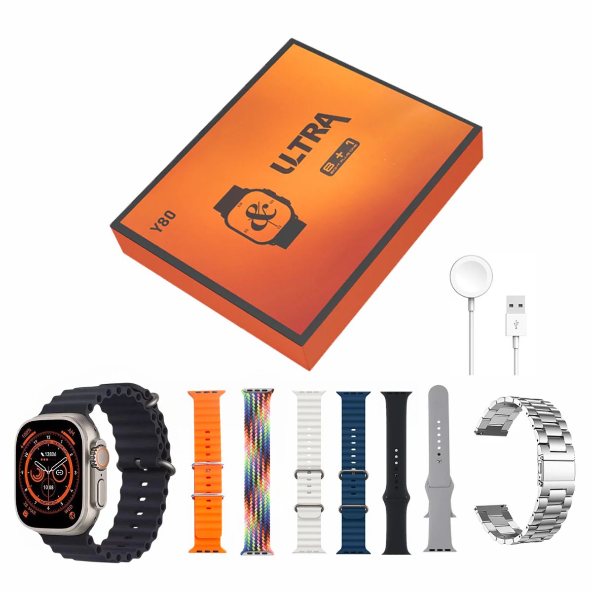 GENERICO - Smartwatch Y80 Ultra Sport Pantalla 2.02 + Kit 8 Correas