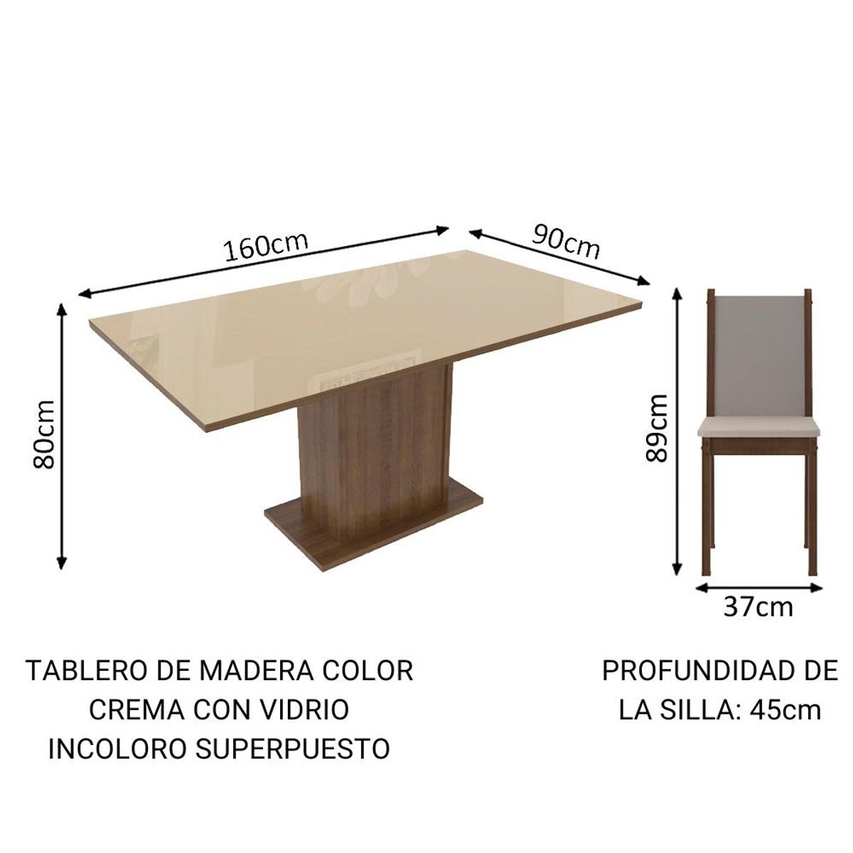 MADESA - Juego de Comedor Moscou Plus con 6 Sillas