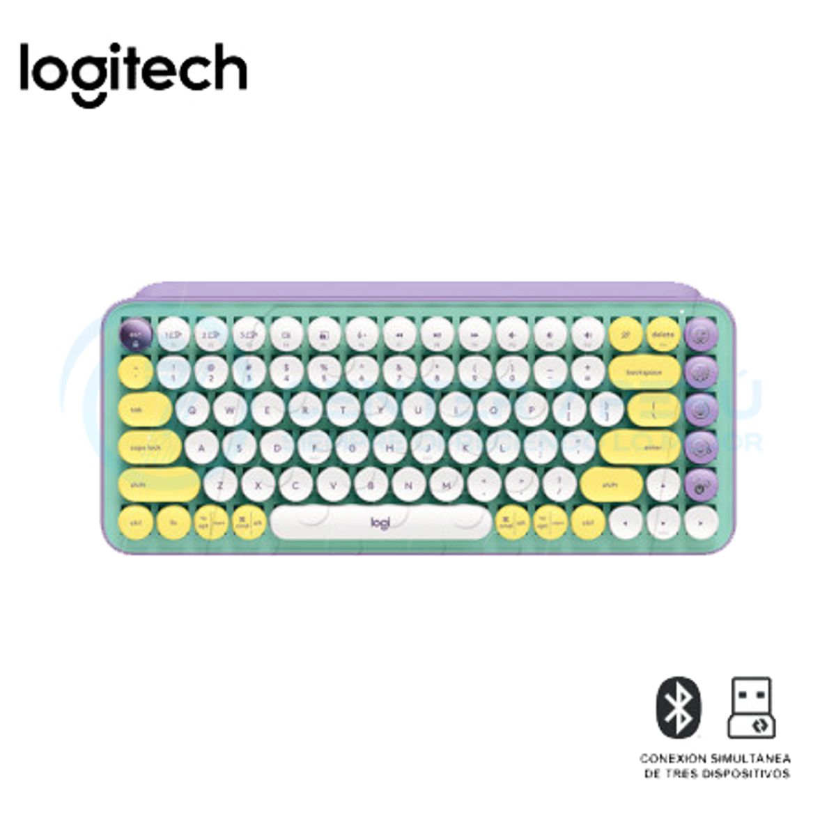 LOGITECH - TECLADO LOGITECH POP KEYS MULTI-DEVICE WIRELESS LILAGREEN