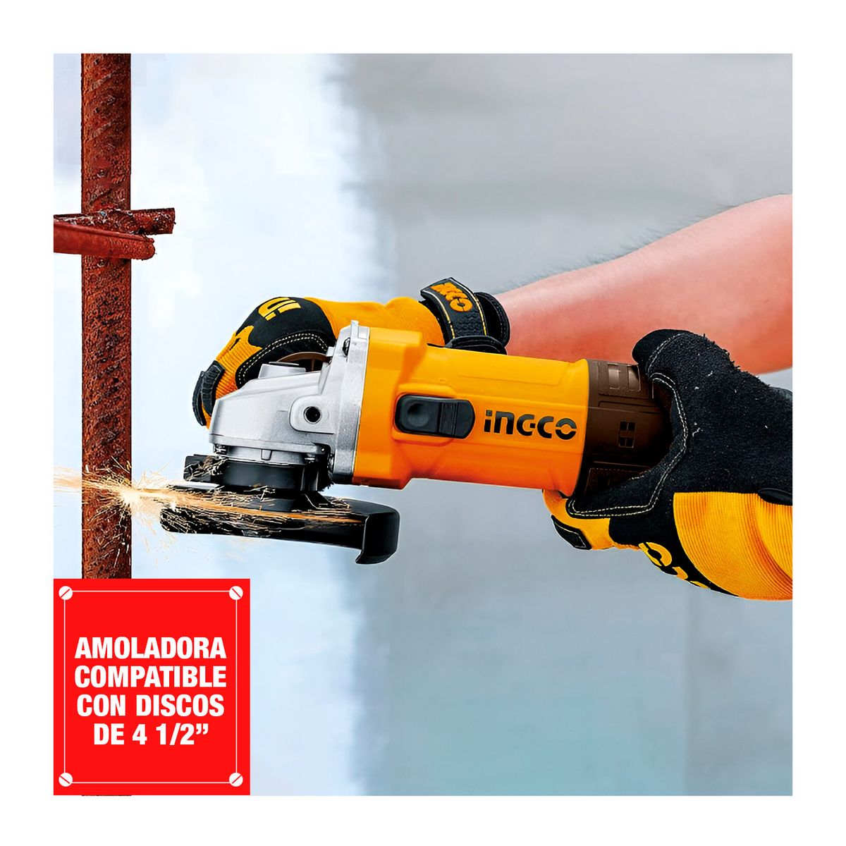 INGCO TOOLS - Amoladora Angular 1100w 5 Esmeril Cortadora Guantes Ingco