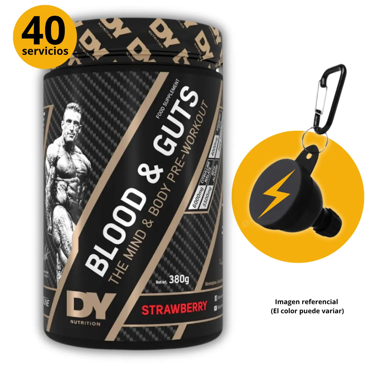 DORIAN YATES - BLOOD AND GUTS FRESA + PORTASUPLEMENTOS - PRE ENTRENO