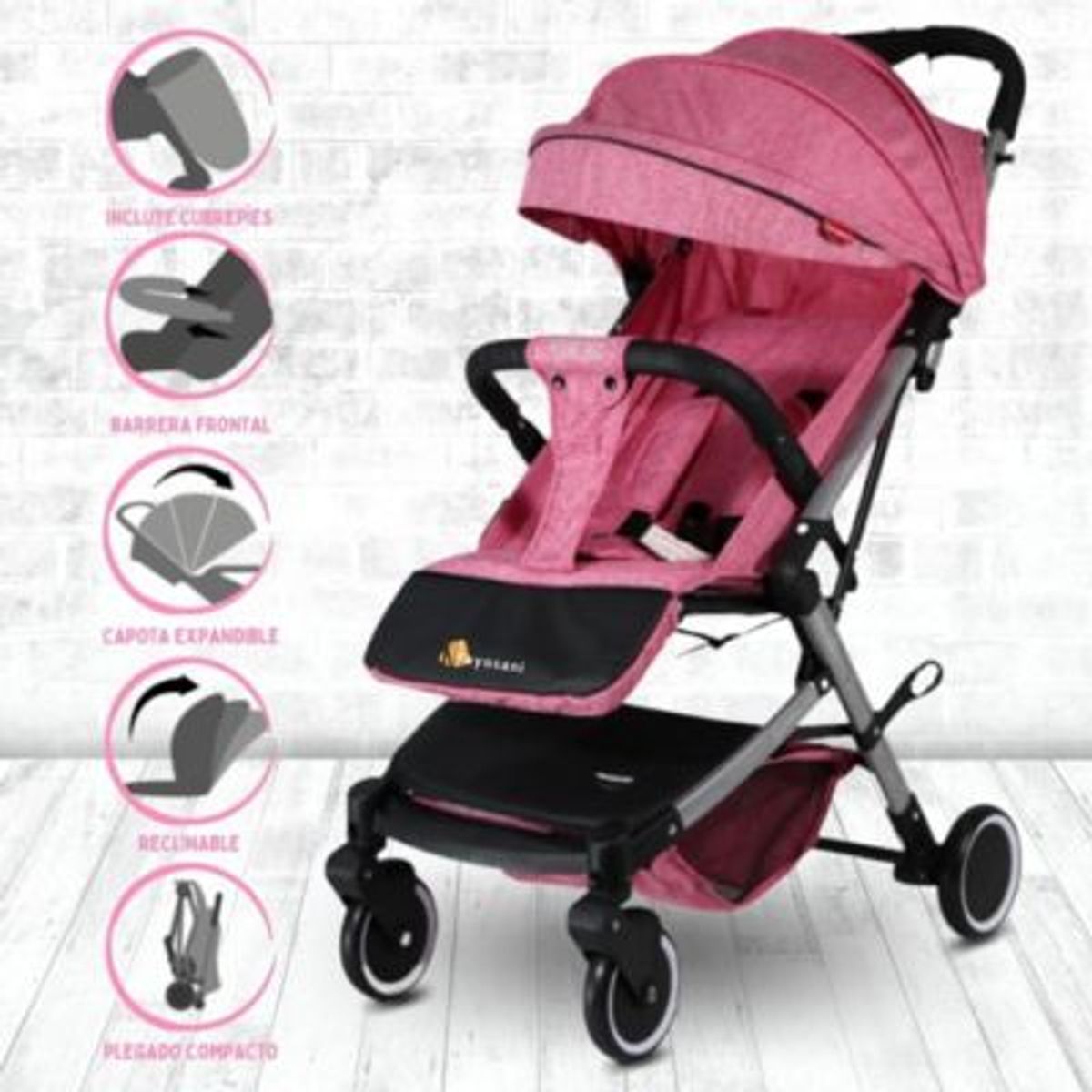 POWER - Coche Para Bebe Maleta «ARIA» PINK