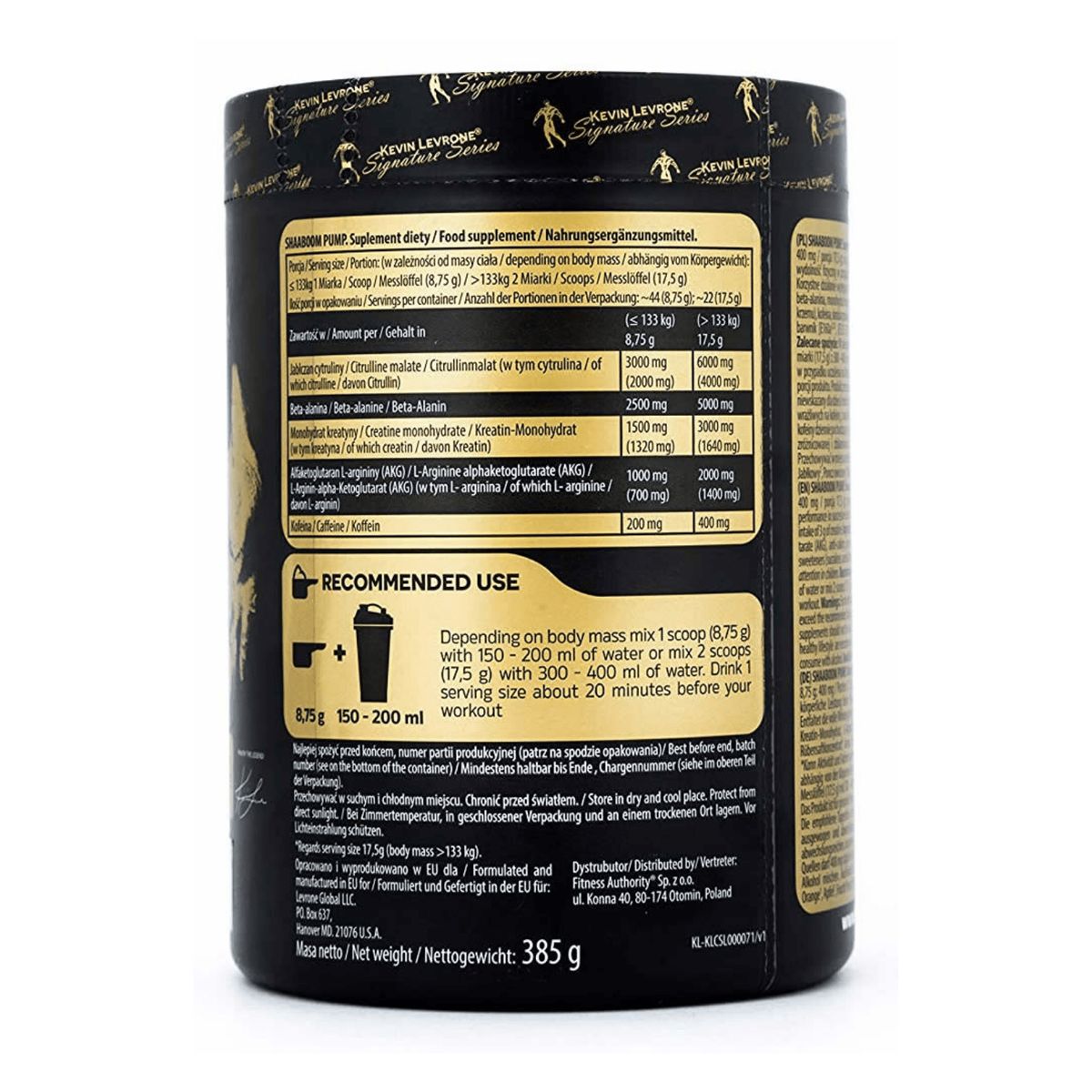 KEVIN LEVRONE - SHABOOM PUMP FRUIT PUNCH + STRAPS - PRE ENTRENO