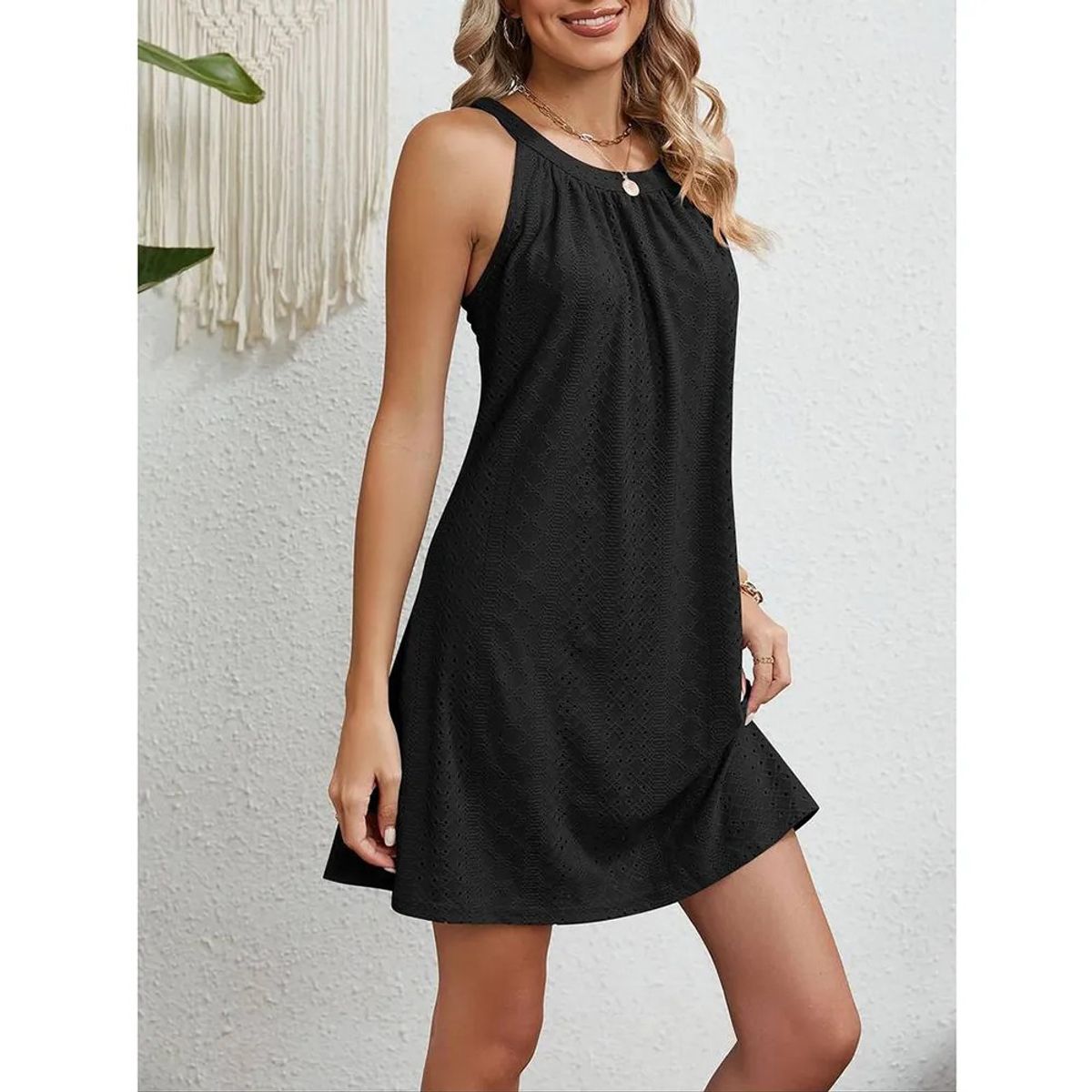 GIOIO - Vestido Casual Con Hombros Descubiertos Para Mujer Negro
