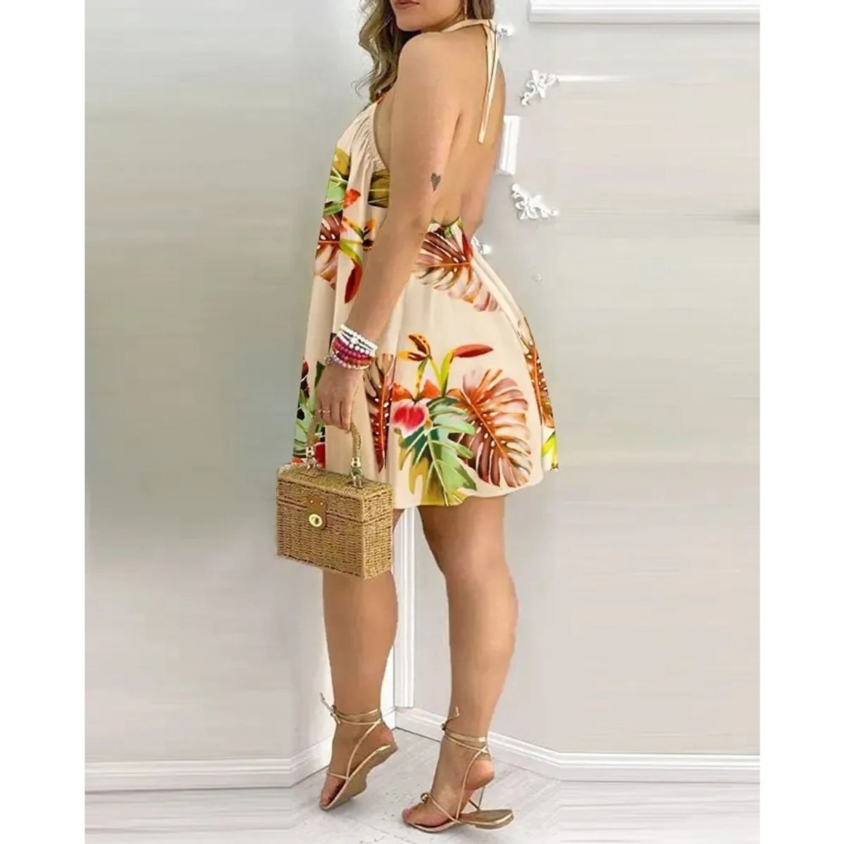 GIOIO - Vestidos Sexys Mujer Moda Playa Viaje Strapless Estampado