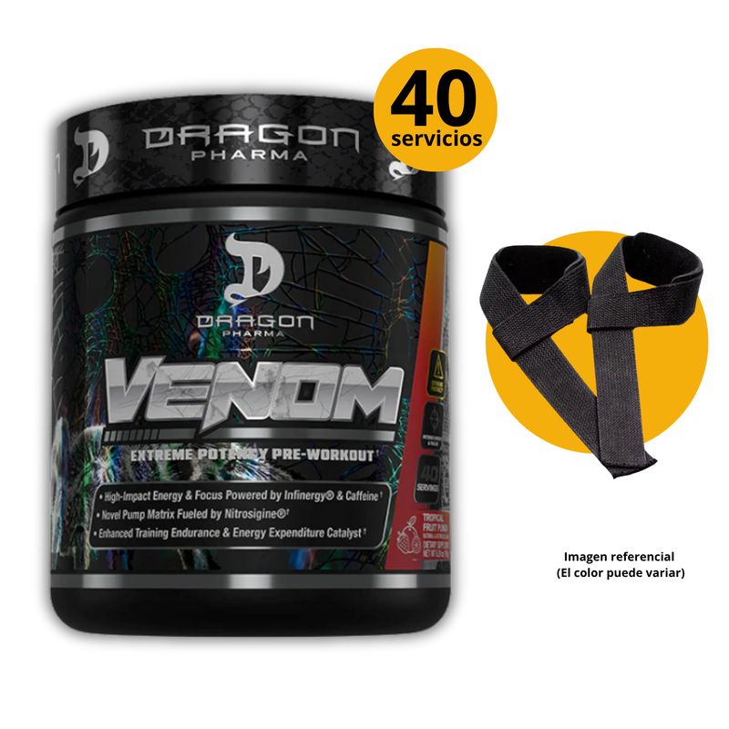 DRAG PHARMA - VENOM DRAGON PHARMA FRUIT PUNCH + STRAPS - PRE ENTRENO