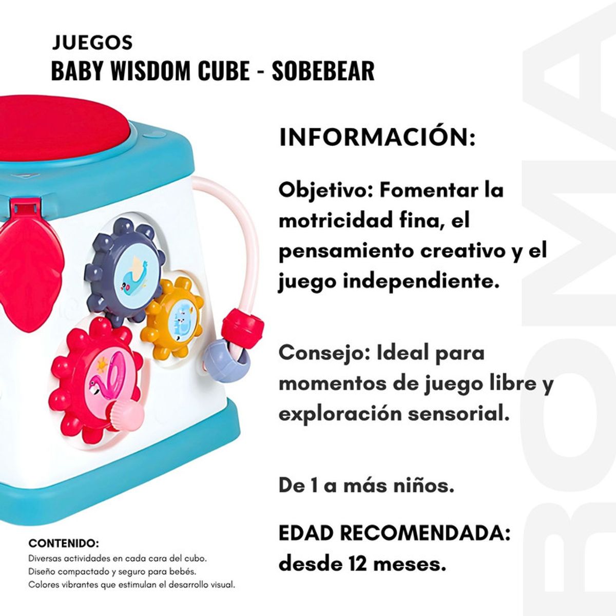 GENERICO - CUBO INTERACTIVO SOBEBEAR - JUEGO DIDÁTICO