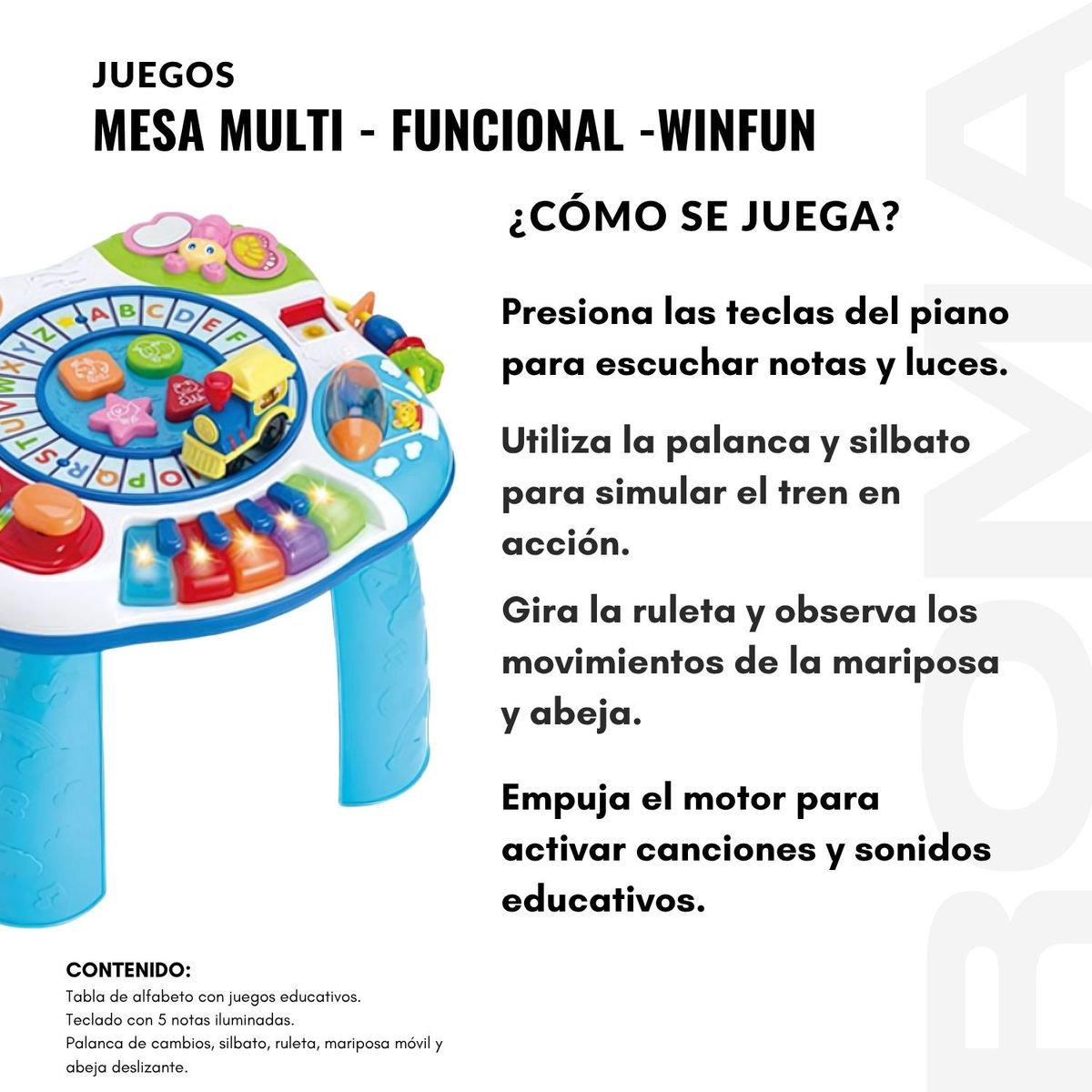 GENERICO - MESA MULTIFUNCIONAL TREN - JUEGO DIDÁTICO