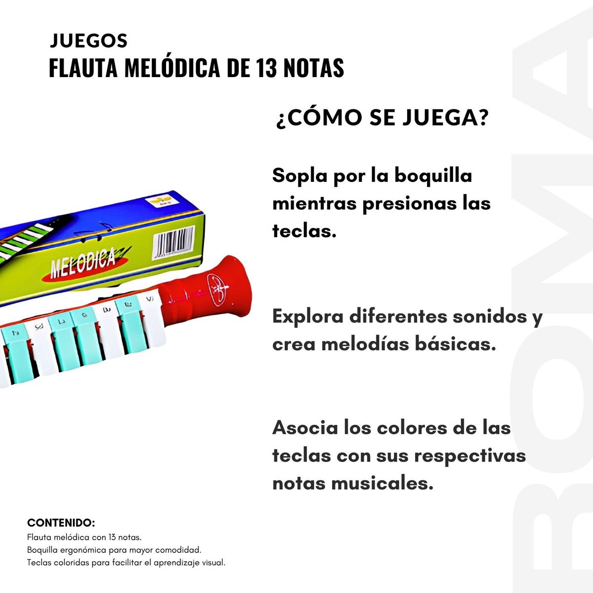 GENERICO - FLAUTA MELÓDICA DE 13 NOTAS - JUEGO DIDÁTICO