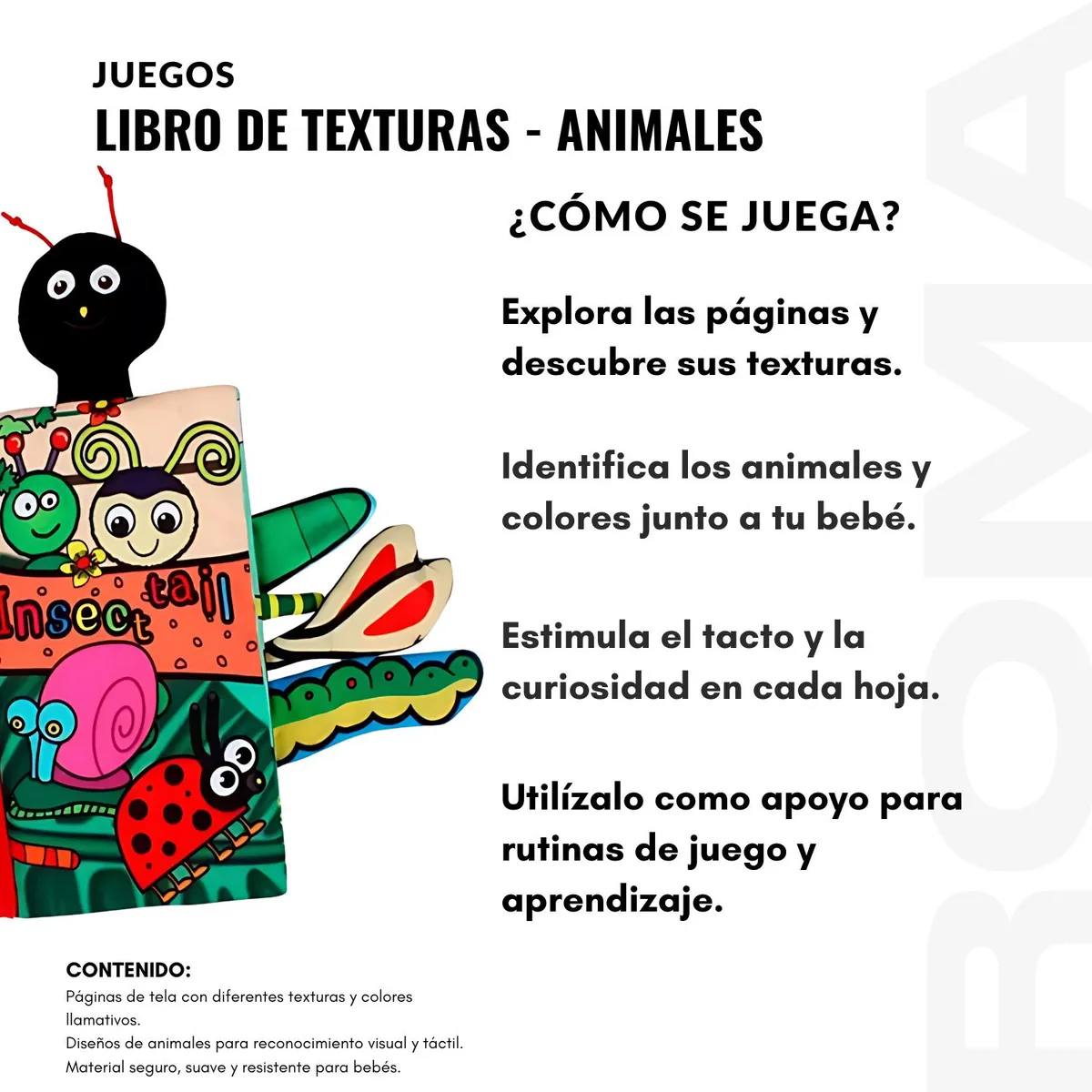 GENERICO - LIBRO DE TEXTURAS ANIMALES - JUEGO DIDÁTICO