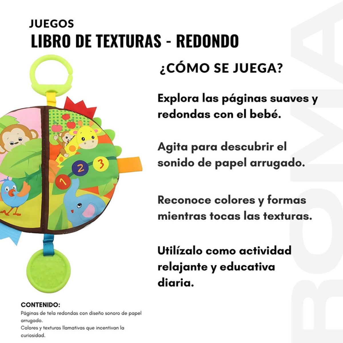 GENERICO - LIBRO DE TEXTURAS  REDONDO - JUEGO DIDÁTICO
