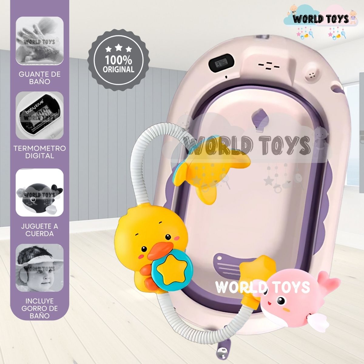 Baby - Bañera Plegable con Regadera «JADDE ROSSI» Purple