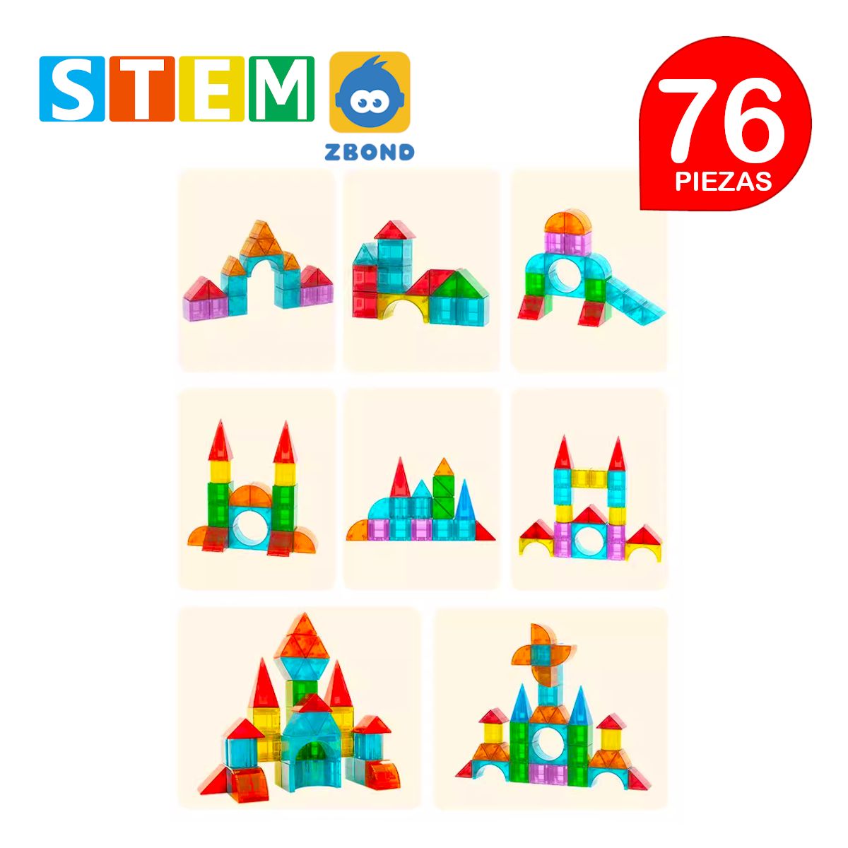 STM - Bloques magnéticos 3D didácticos STEM ZBOND caja 76 piezas