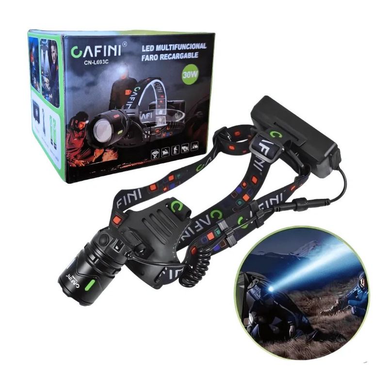 GENERICO - Linterna Frontal Faro Recargable Multifuncional 30W CN-L693C