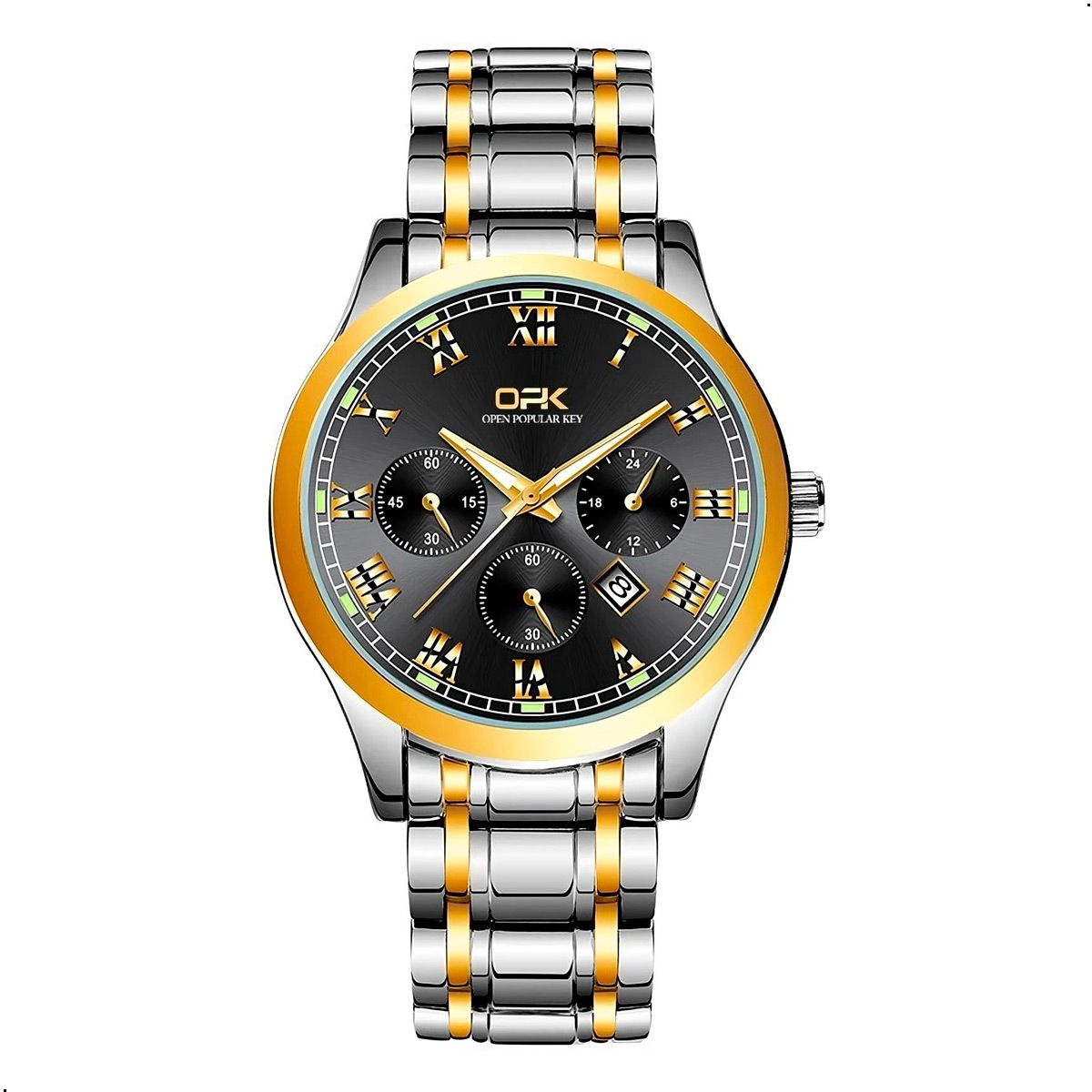 GENERICO - Reloj Pulsera Hombre Opk 8119 Analogo en Acero Inoxidable
