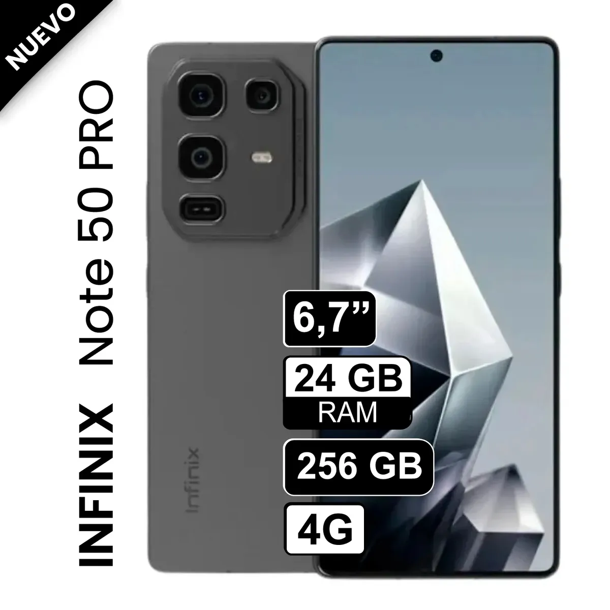 INFINIX - Celular INFINIX Note 50 PRO 256GB 12GB + 12GB Ram Negro