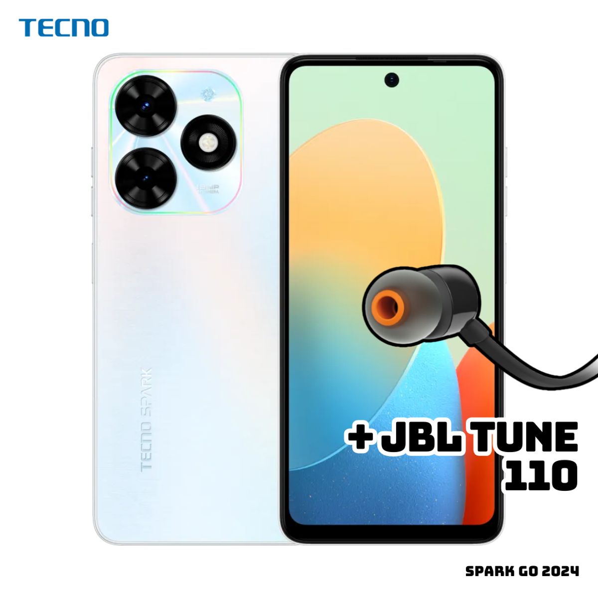 TECNO MOBILE - CELULAR TECNO SPARK GO 2024 2GB RAM 64GB ROM - MISTERY WHITE + JBL TUNE 110