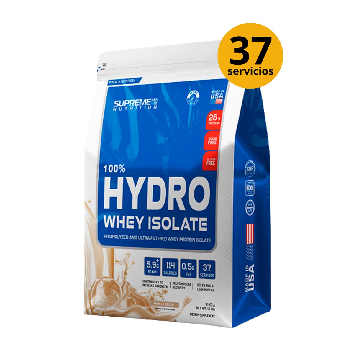 SUPREME NUTRITION - HYDRO WHEY ISOLATE DE 1kg VAINILLA - PROTEÍNA ISOLATADA