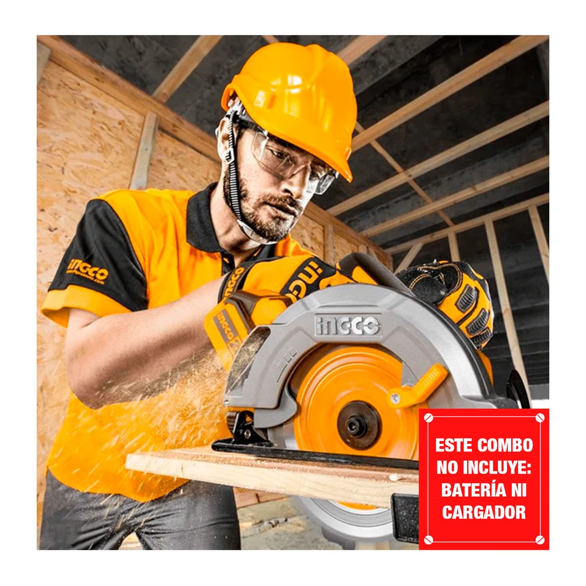INGCO TOOLS - Sierra Circular 20v Bateria 185mm 7 1/4 + Guantes Ingco