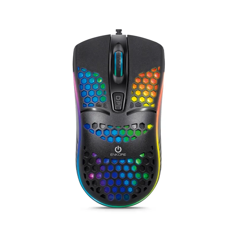 ENKORE - Mouse Gamer LED Alámbrico 1600DPI  Negro Enkore Geox Ingravide EKM 121K