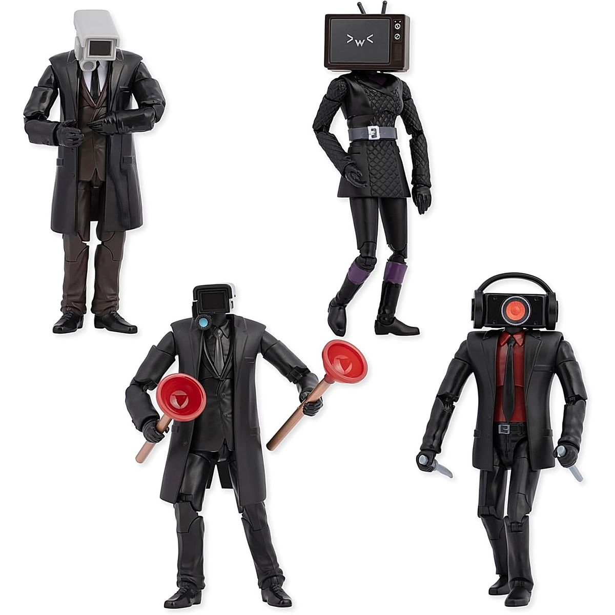 FIRST 4 FIGURES - Pack 4 Figuras SKIBIDI Toilet Deluxe Camaraman Tv y mas 15cm