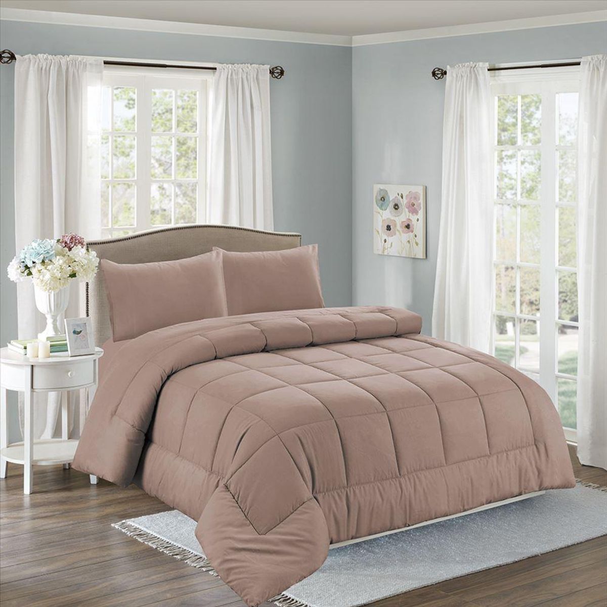 CASATEX - Edredón acolchado 2 plazas + Juego de sábanas 100% Algodón