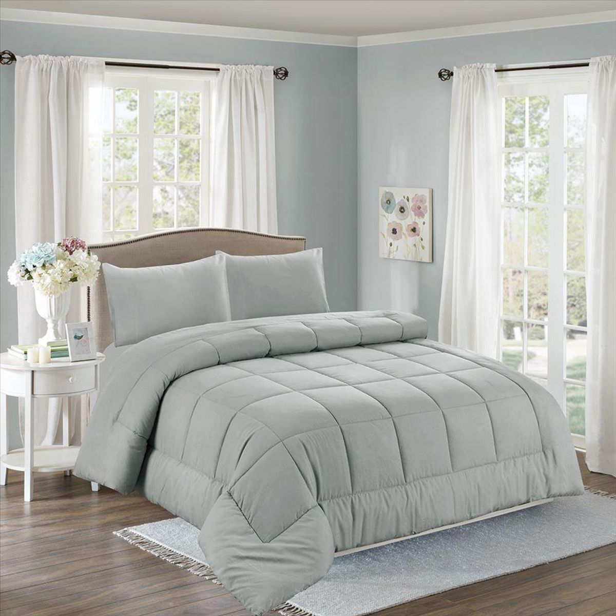 CASATEX - Edredón acolchado 2 plazas + Juego de sábanas 100% Algodón