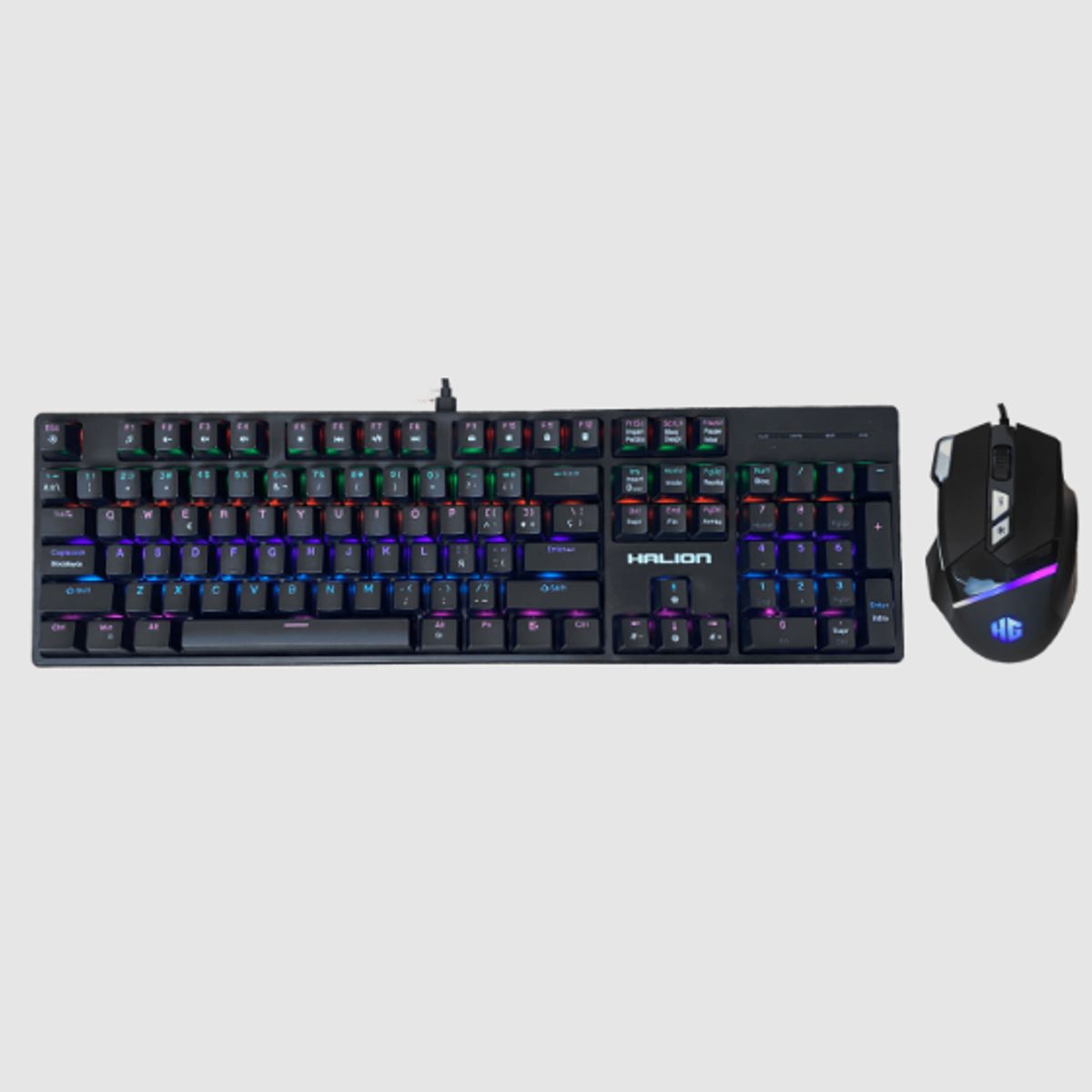 HALION - Kit Gamer PEGASO HA-861C Teclado y Mouse USB LED Rainbow HALION