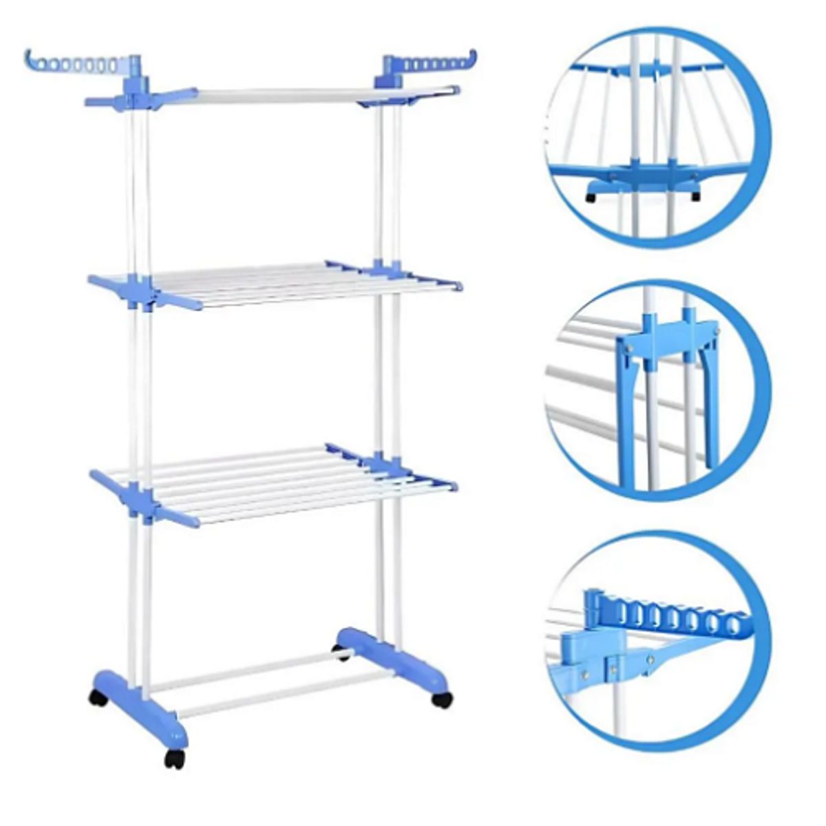 GENERICO - Colgador de Ropa Tendedero Organizador Plegable 3 Niveles AZUL