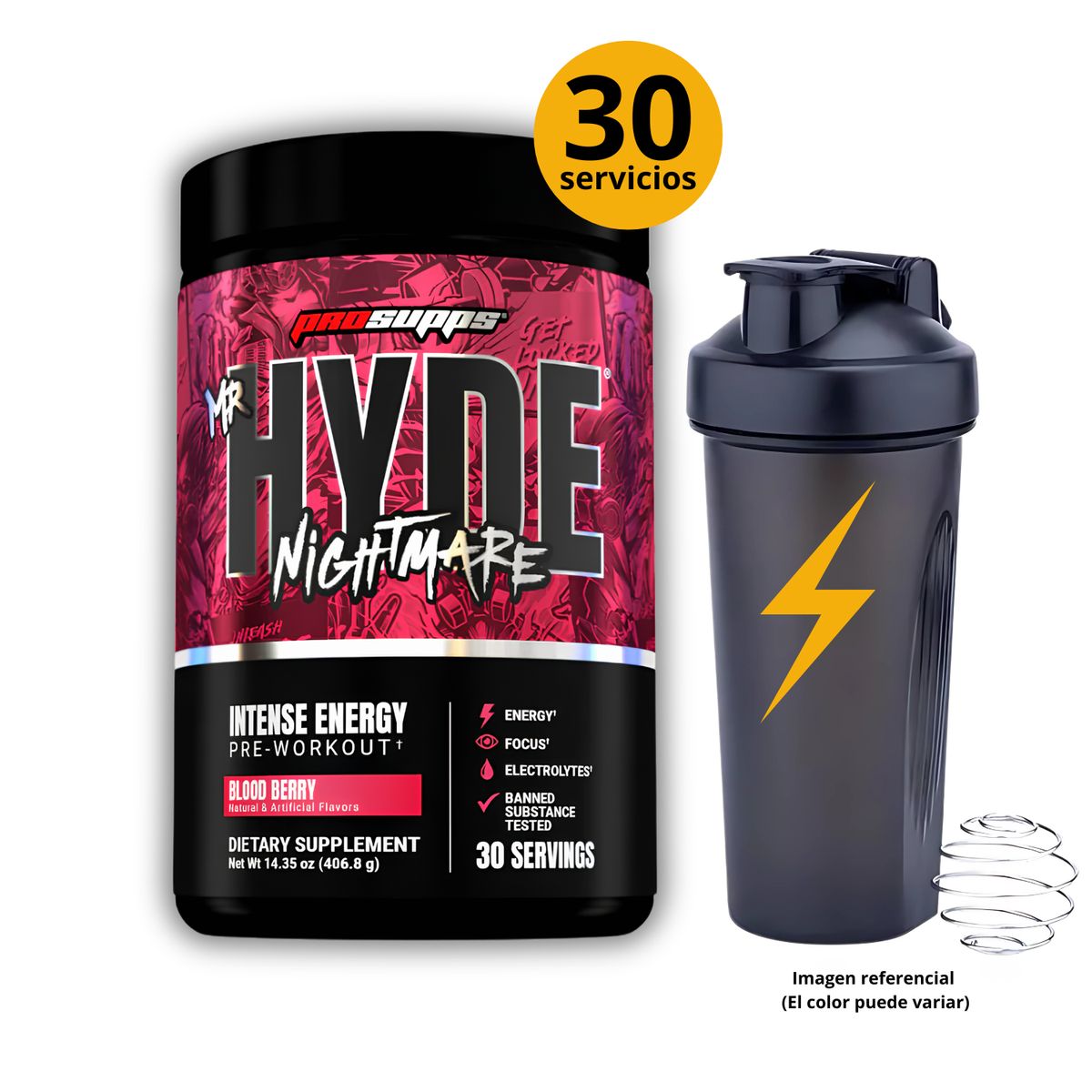 PROSUPPS - HYDE NIGHTMARE BERRY + SHAKER - PRE ENTRENO