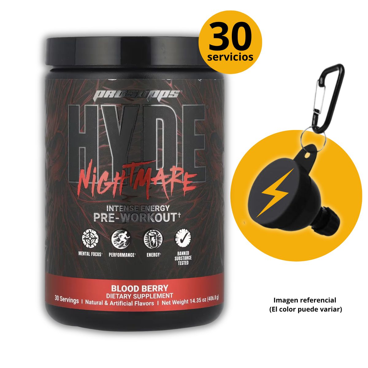 PROSUPPS - HYDE NIGHTMARE BERRY + PORTASUPLEMENTOS - PRE ENTRENO