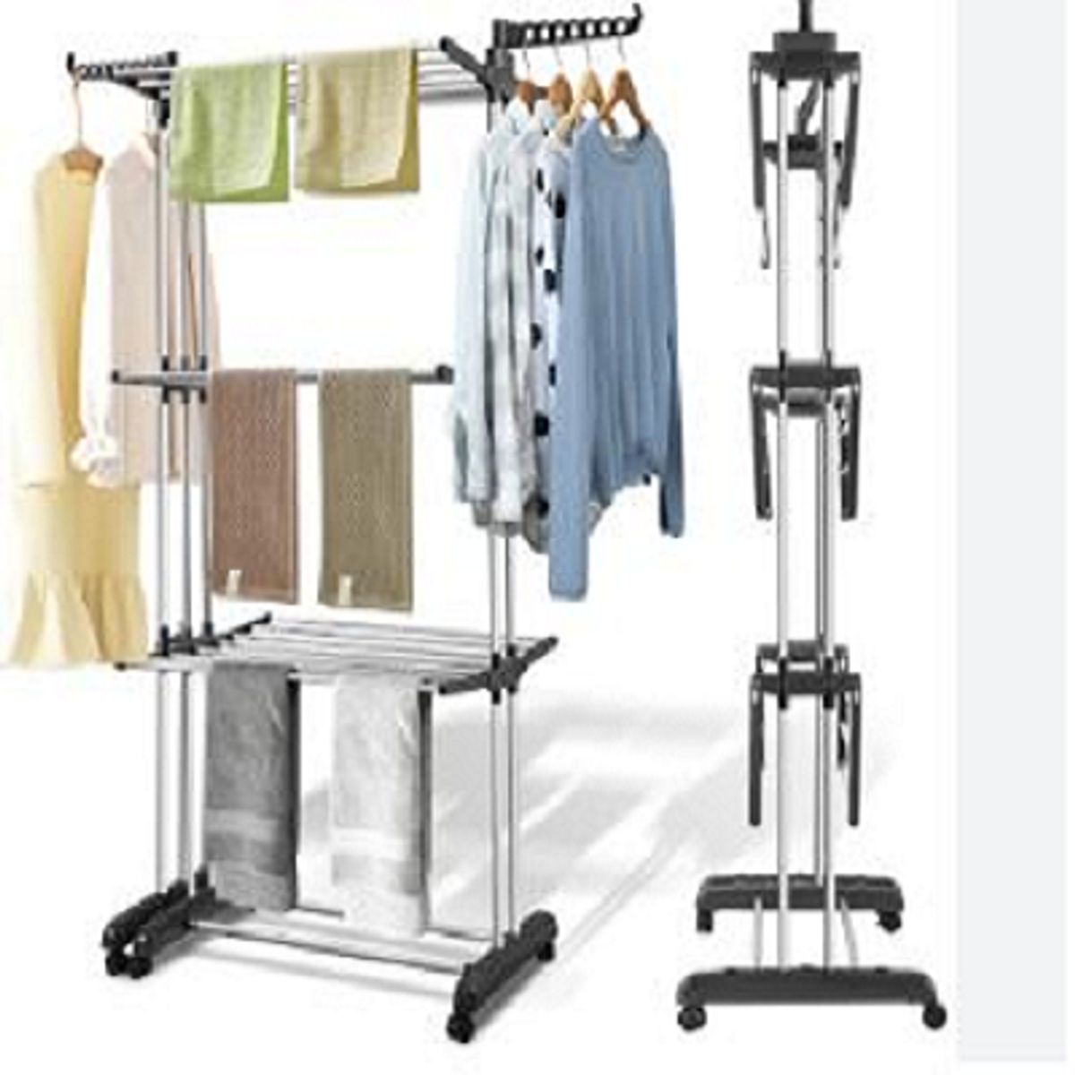 GENERICO - Colgador de Ropa Tendedero Organizador Plegable 3Niveles color Gris