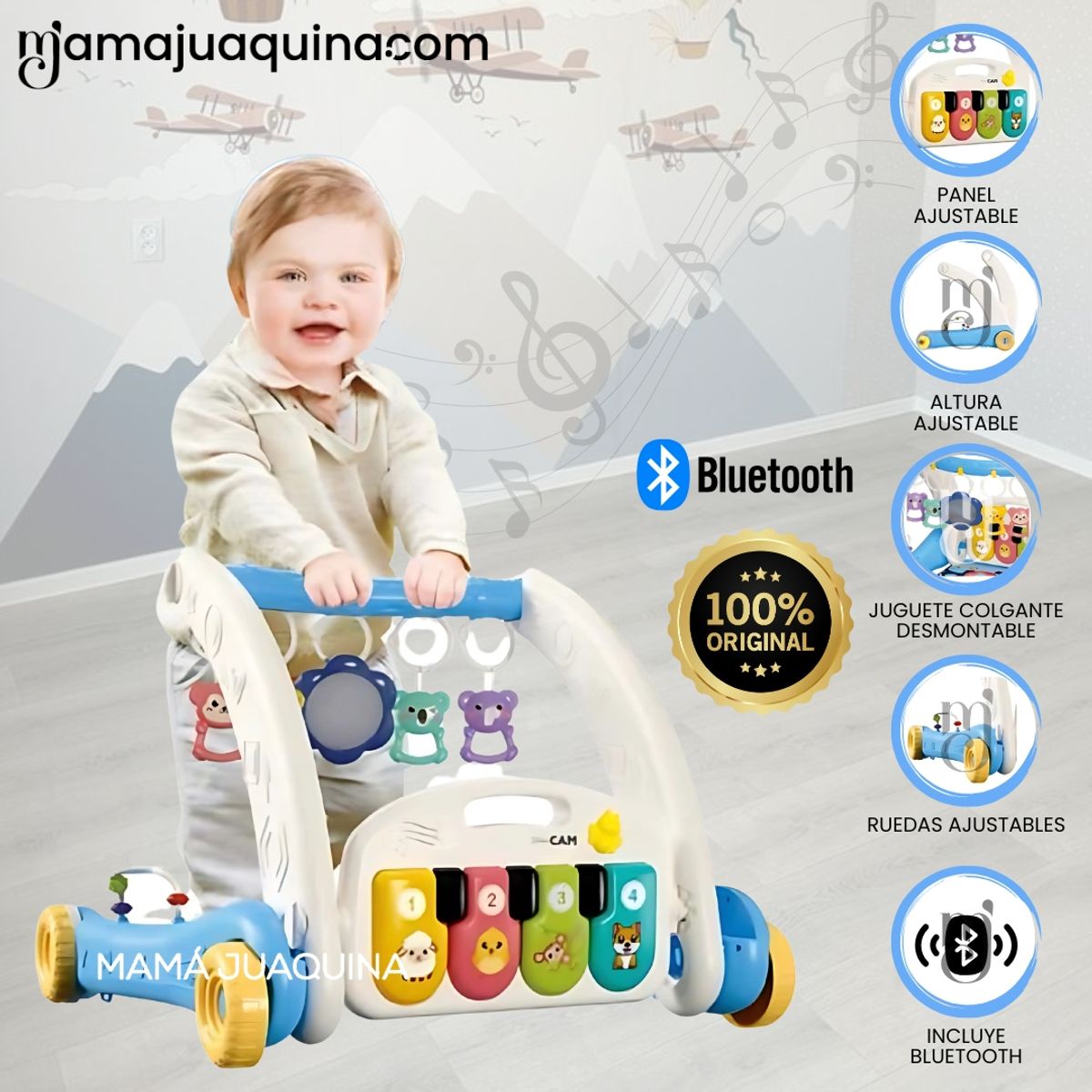 BABY - Caminador Musical 2 en 1 «PIANO WALK» Edición Limitada Blue