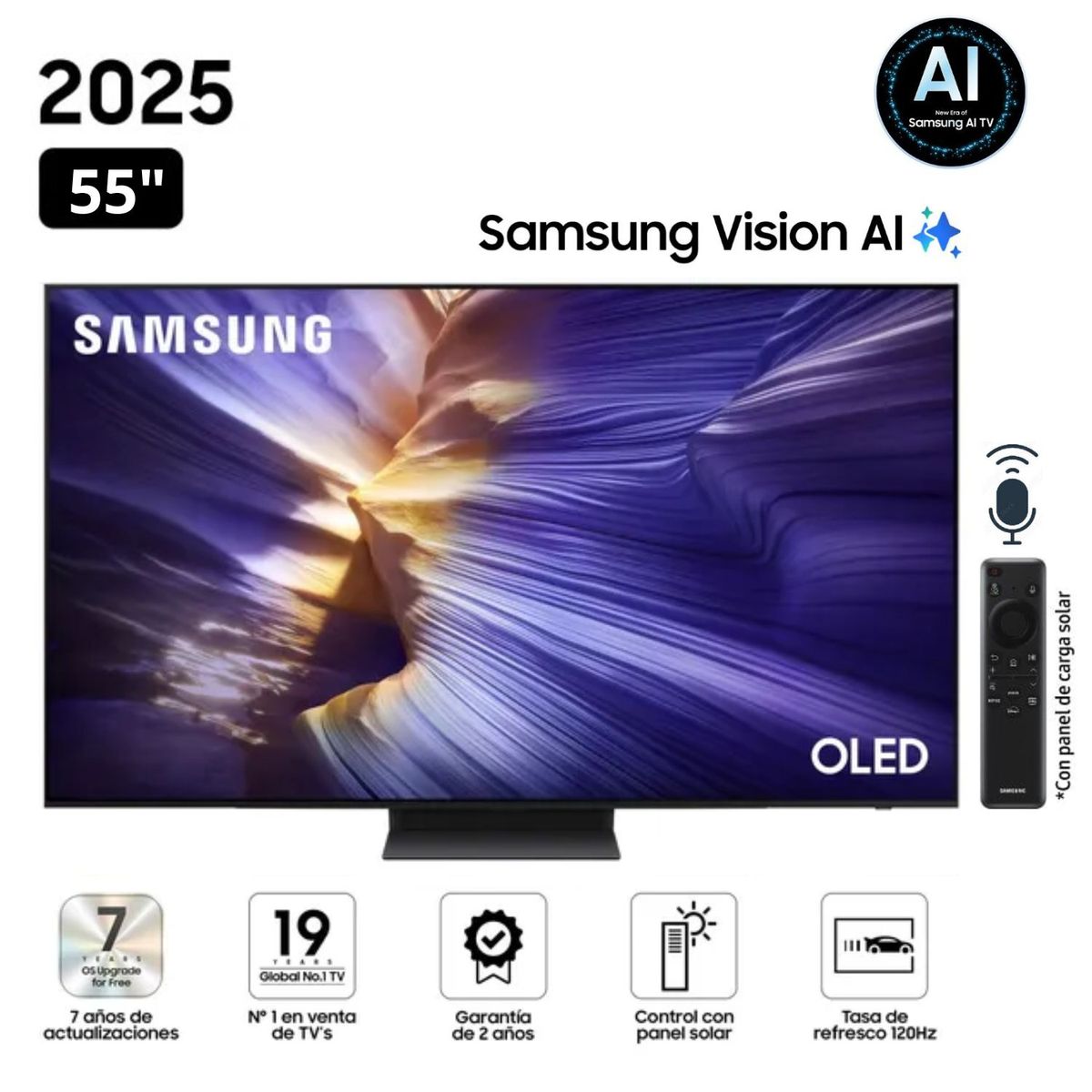 SAMSUNG - Televisor Samsung Smart TV 55" OLED 4K UHD Vision AI QN55S90F - Nuevo 2025