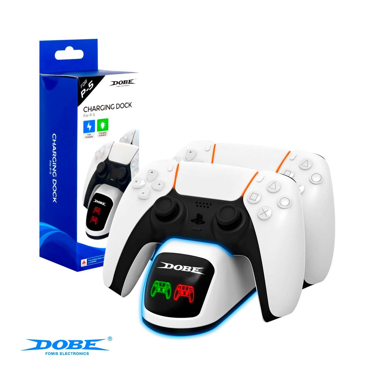DOBE - Cargador Para Mandos Ps5 Estación De Carga Ps5 Dobe Blanco