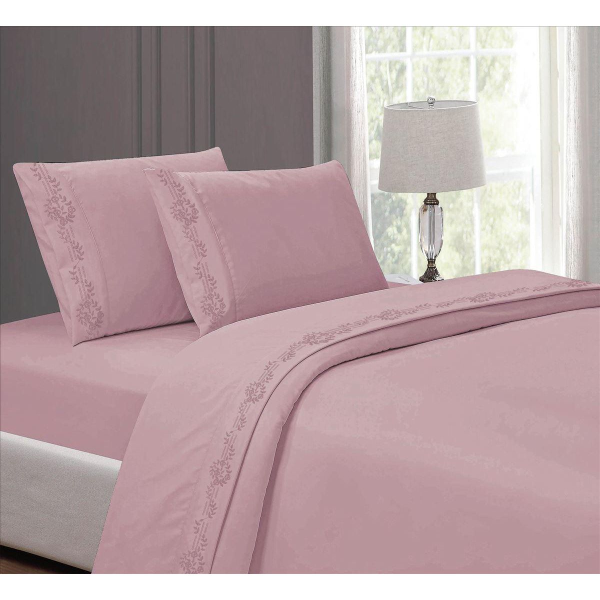 CASATEX - Juego de Sábanas 2 plazas 100% algodón con bordado