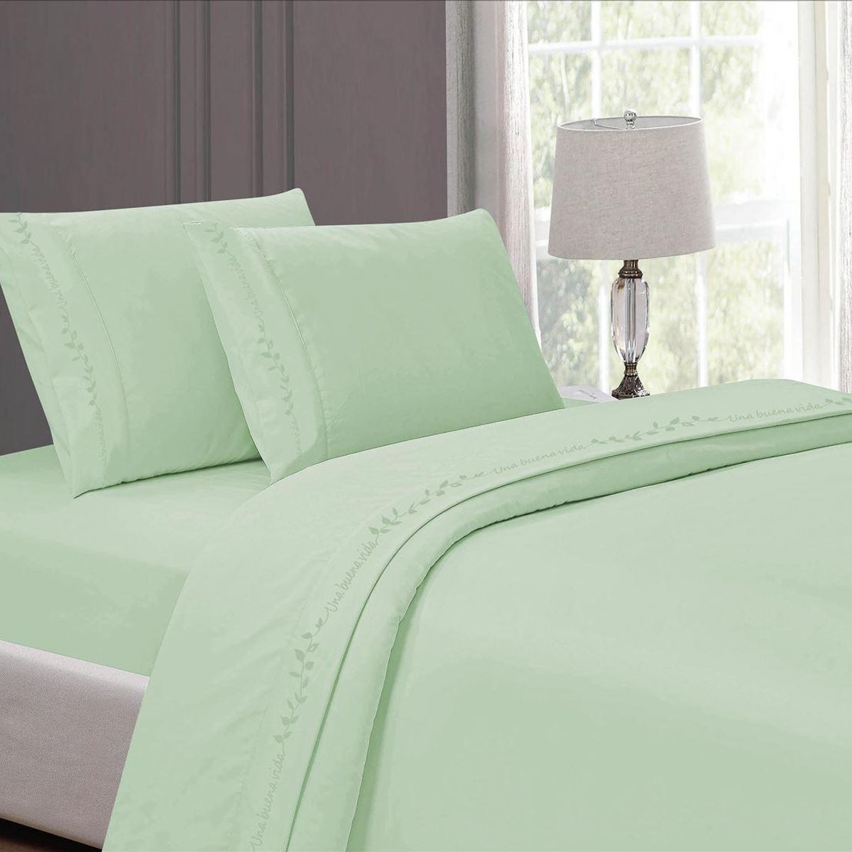 CASATEX - Juego de Sábanas 2 plazas 100% algodón con bordado