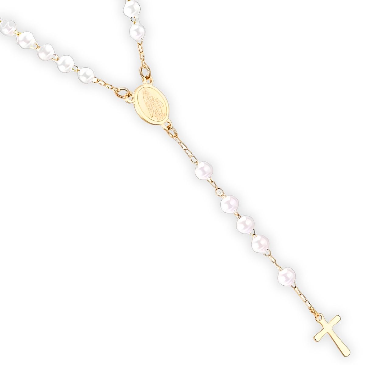 GENERICO - Rosario de Acero Inoxidable Cuentas Perlas Mujer Waterproof