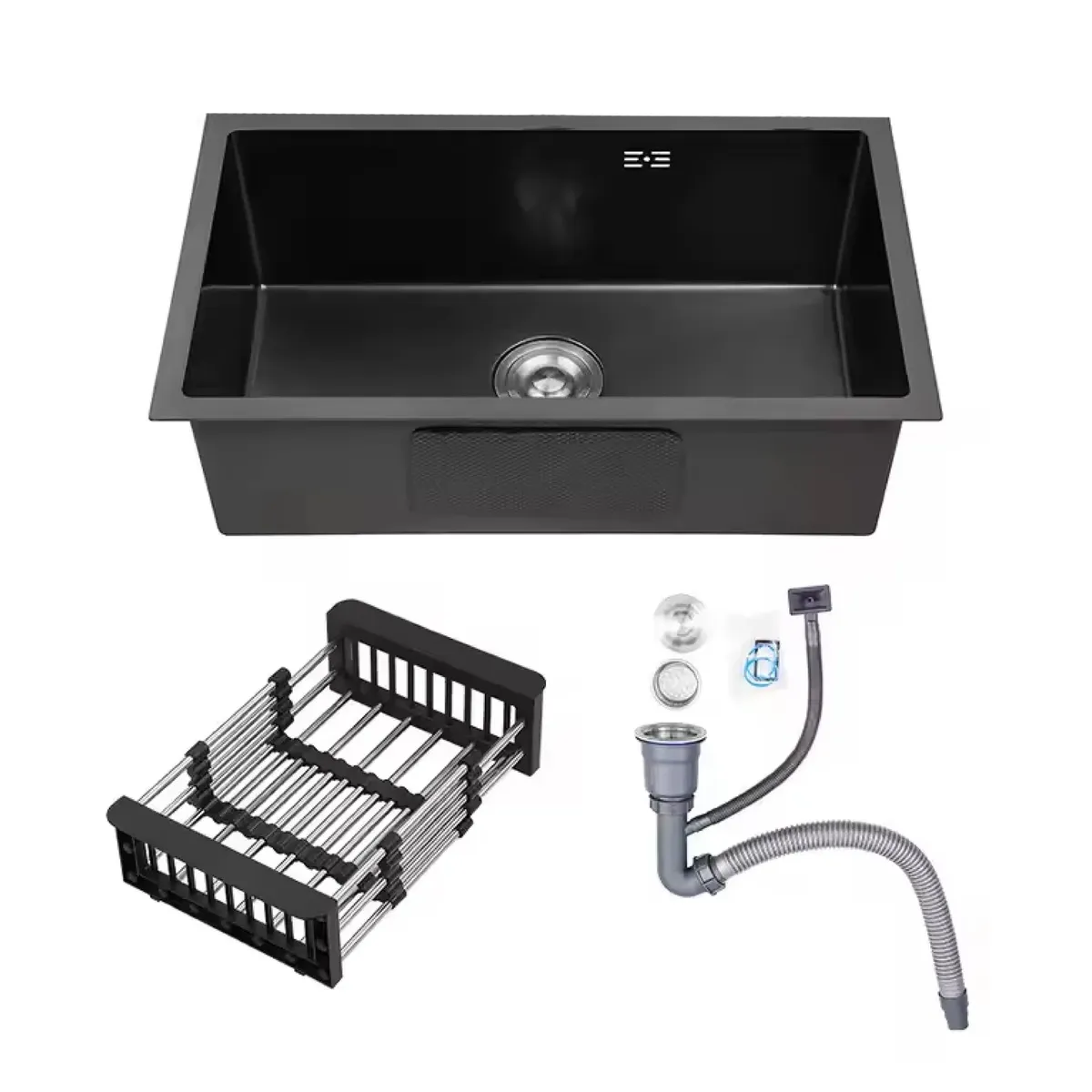 MAGIC - Lavadero de Cocina Acero Inoxidable 1 Poza Negro 50x44 cm