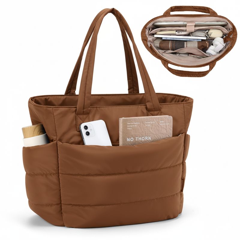 BOLSO PUFFER TIPO TOTE BAG PARA DAMA PORTALAPTOP GENERICO