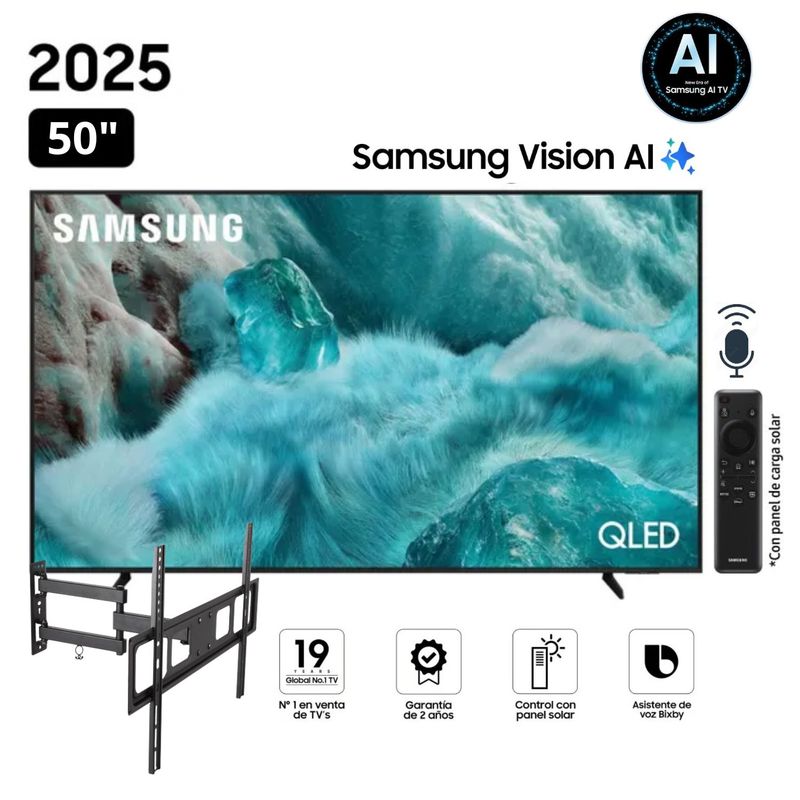 SAMSUNG - Televisor Samsung QLED 50 Visión AI Smart TV QN50Q7FA + Rack Giratorio