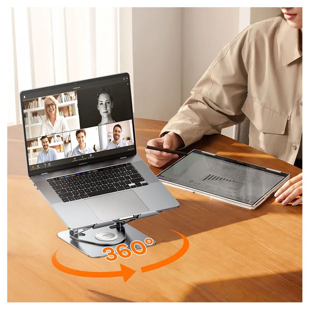 REMAX - Soporte Remax RM‑C09 Space Gray Notebook Giratorio 360° Ajustable