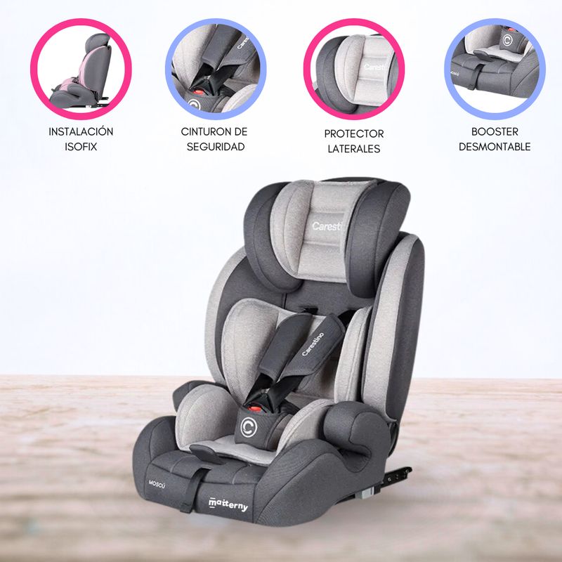 CARESTINO - Silla de Auto para Bebé «MOSCU» Ligth Gray