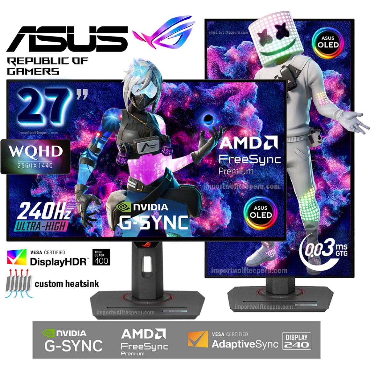 ASUS - MONITOR ASUS ROG STRIX OLED XG27AQDMG 27 OLED WQHD 2K 240Hz 003ms