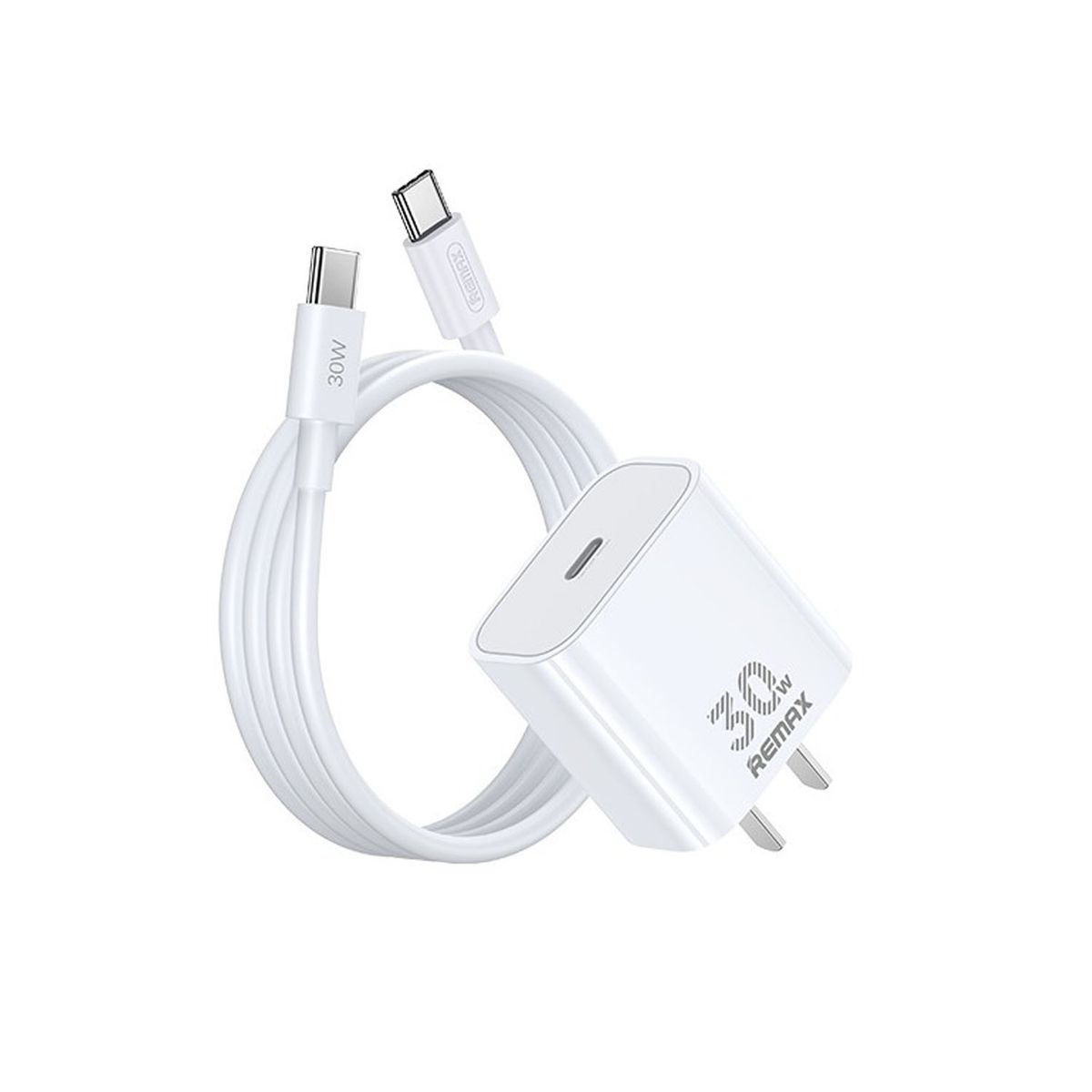 REMAX - Cargador Remax RP‑U71 Blanco 30W + Cable USB‑C