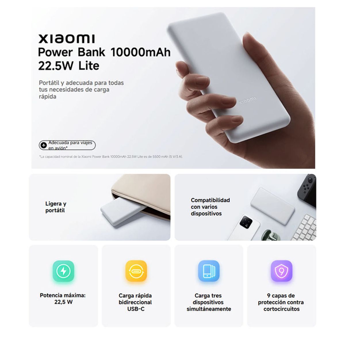 XIAOMI - Xiaomi Power Bank  22.5W Lite Light  Gray 10000 mAh