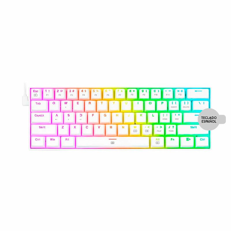 REDRAGON - Teclado Mecánico Redragon 60% RGB Switch Brown Español Compacto Gamer