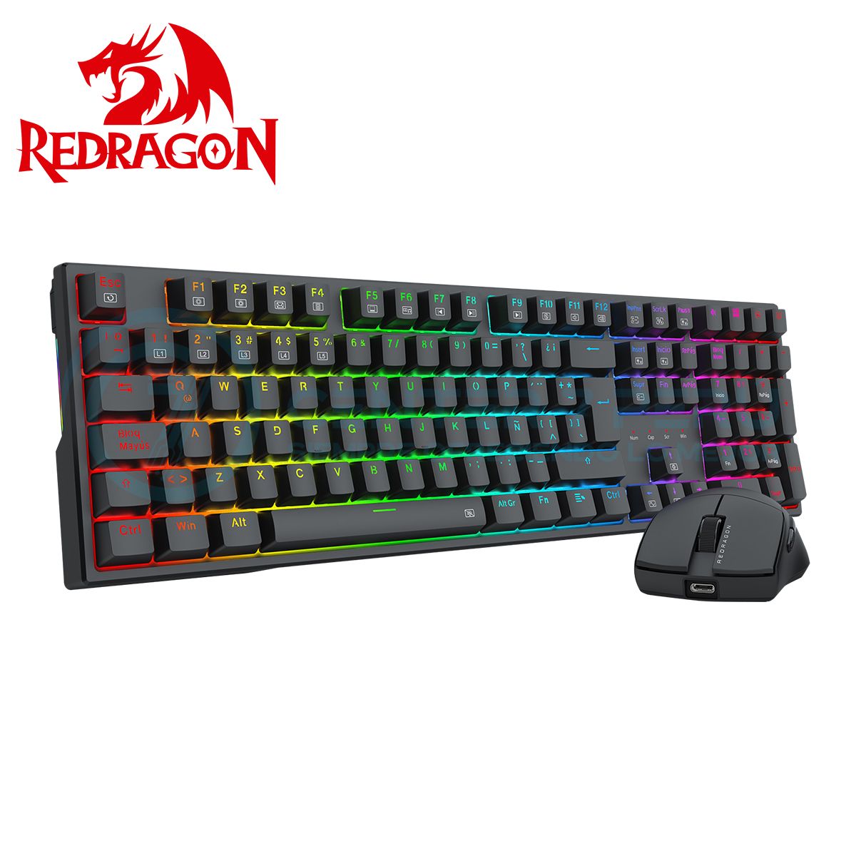 REDRAGON - KIT Redragon S146-SP Teclado K668RGB Sp + Mouse M724 BLACK