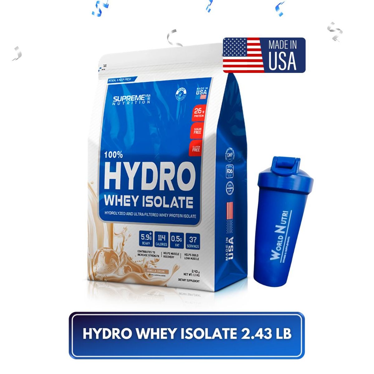 SUPREME NUTRITION - 100% Hydro Whey Isolate Vanilla Cream 243Lb