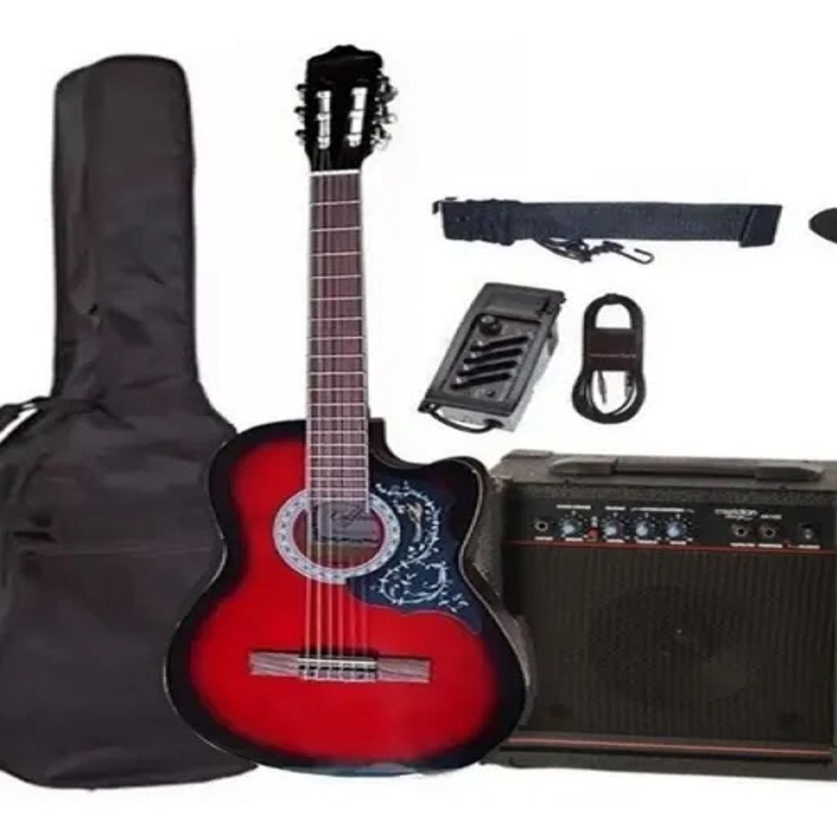 GENERICO - Pack Guitarra Electroacústica con Amplificador y Accesorios